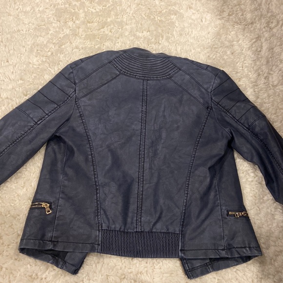 greyish blue leather jacket - Picture 4 of 4